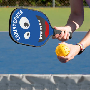 Funny Blue Beängstigend Face Novelty Personalisier Pickleball Schläger