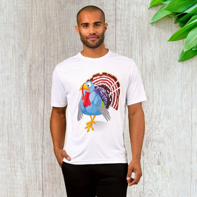 Funny Blue Cartoon Türkei mit Patriotic Feathers T-Shirt (Von Creator hochgeladen)