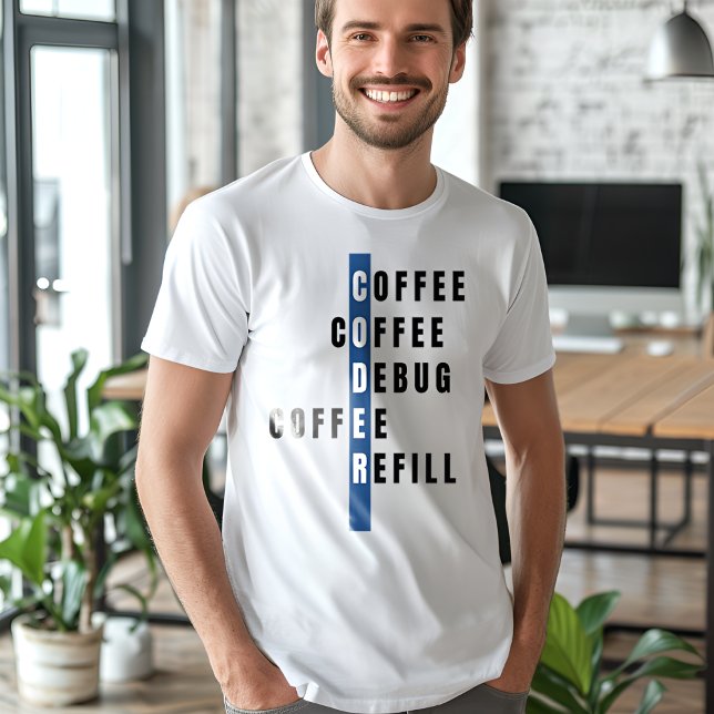 Funny Blue Computer Programmer Kaffeebuchnachfülla T-Shirt (Von Creator hochgeladen)