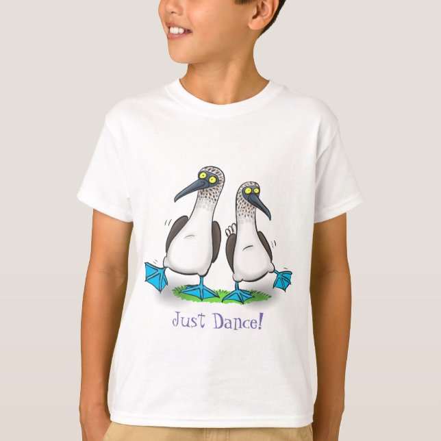 Funny Blue Footed Boobies tanzen Cartoon T-Shirt (Vorderseite)