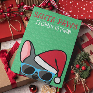 Funny Blue French Bulldog Santa Paws Weihnachten Karte