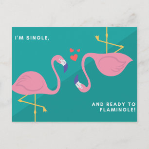 Funny Blue Green Flamingo Postkarte