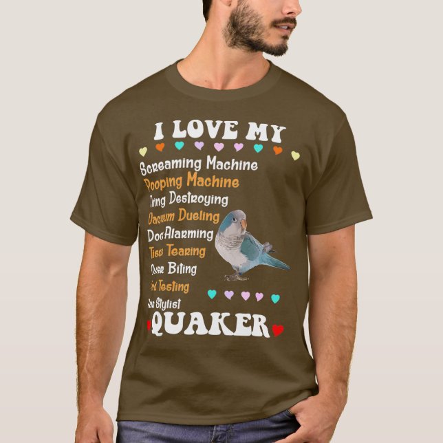 Funny Blue Quaker Shirt I Liebe Quaker Parrot (Vorderseite)