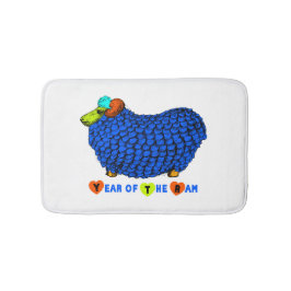 Funny Blue Ram Chinese Year Zodiac Bath Mat Badematte