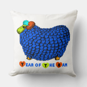 Funny Blue Ram Chinese Year Zodiac Square P Kissen