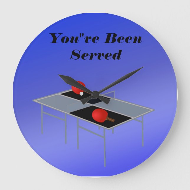 Funny Blue Table Tennis,  Wall Clock Große Wanduhr (Vorderseite)