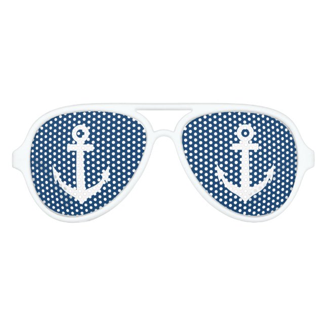 Funny blue und white nauanker Party-Schattierungen Sonnenbrille (Vorderseite)
