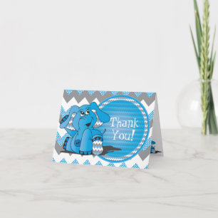 Funny Blue Zickzack Alberne Elephant-Mitteilungska Dankeskarte