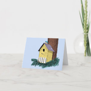 Funny Bluebird über Birdhouse Karte