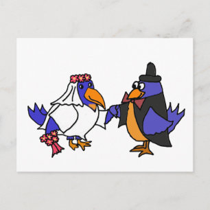 Funny Bluebirds Braut und Groom Wedding Postkarte