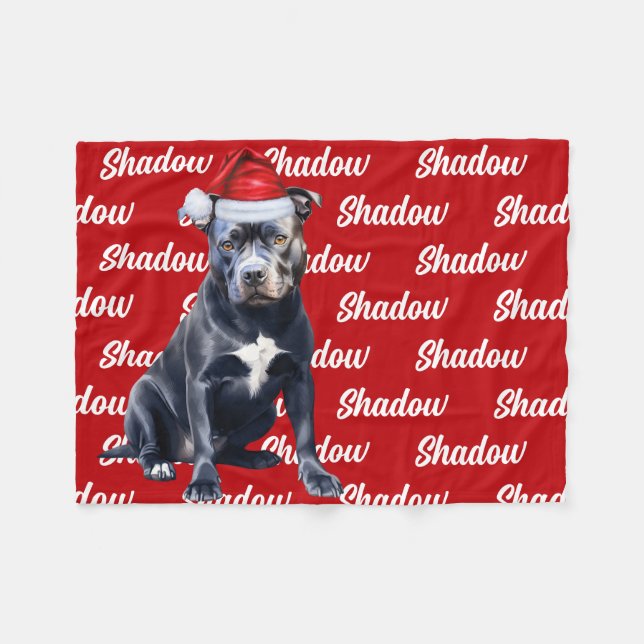 Funny Bluenose Pitbull Dog Muster Weihnachten Fleecedecke (Vorderseite (Horizontal))