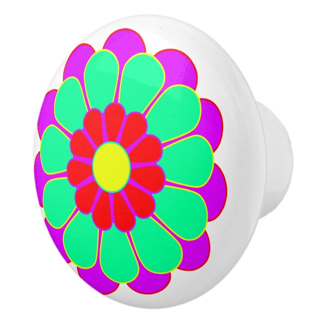 Funny Blume Power Bloom I + Ihr Backgr. Idee Keramikknauf (Rechts)