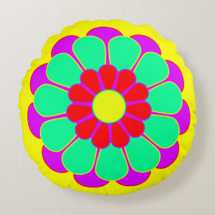 Funny Blume Power Bloom I Rundes Kissen