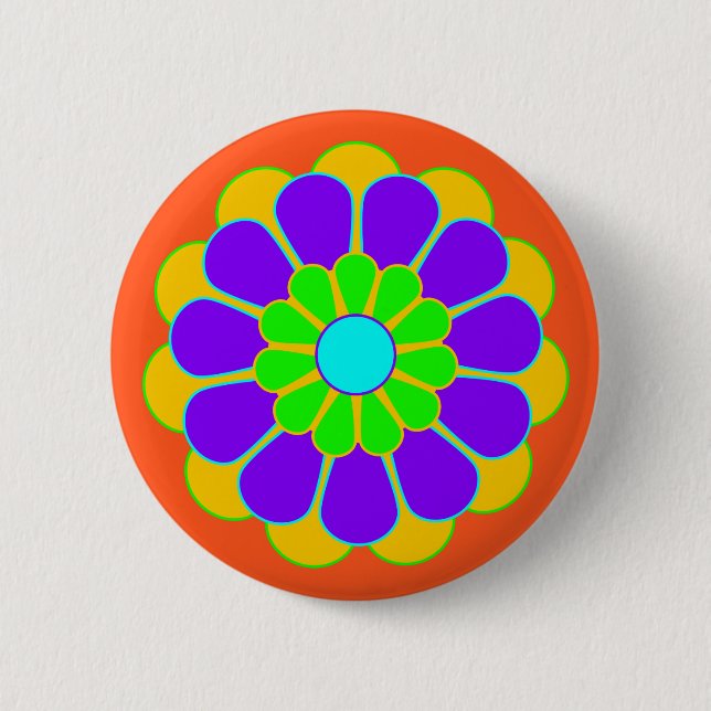 Funny Blume Power Bloom II + Ihr Backgr. Idee Button (Vorderseite)