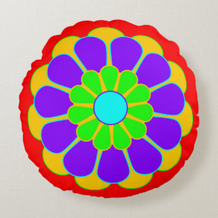 Funny Blume Power Bloom II Rundes Kissen