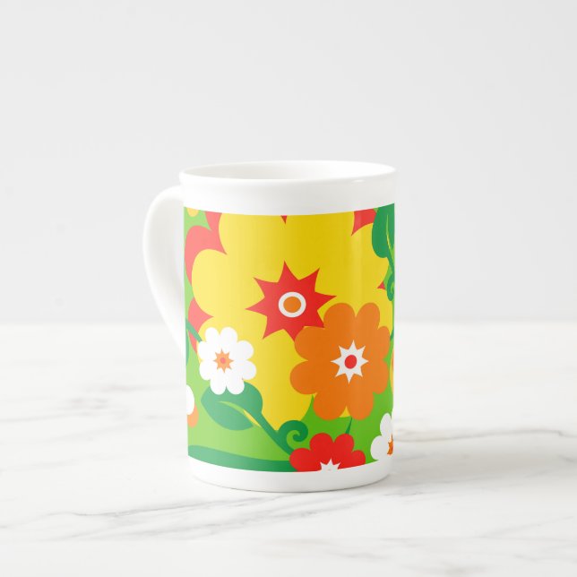 Funny Blume Power Wallpaper Prozellantasse (Vorderseite Links)