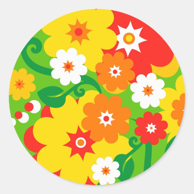 Funny Blume Power Wallpaper Runder Aufkleber (Vorderseite)