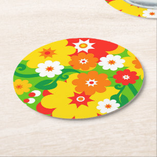 Funny Blume Power Wallpaper Runder Pappuntersetzer