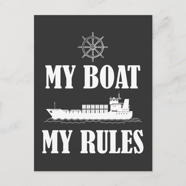 Funny Boat Captain Boss Rules Bootwitz Postkarte (Vorderseite)