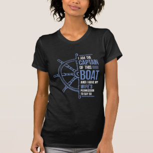 Funny Boat Kapitän Husband Wifes Erlaubnis T-Shirt