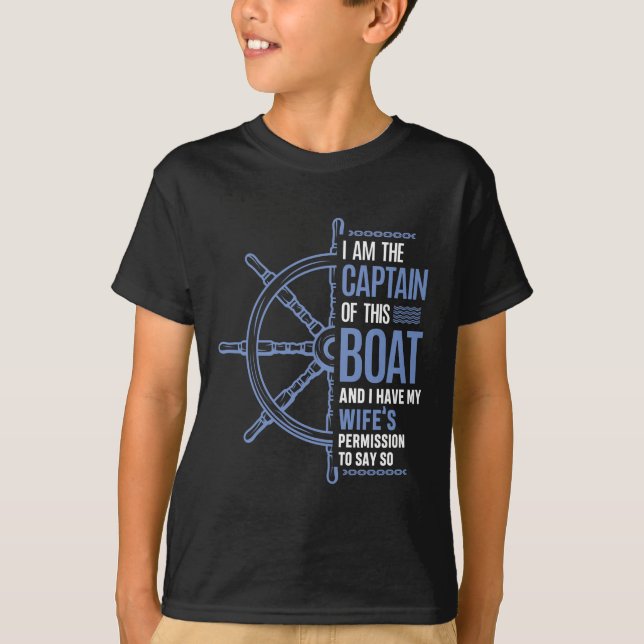  Funny Boat Kapitän Husband Wifes Erlaubnis T-Shirt (Vorderseite)