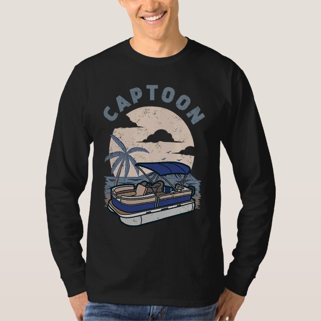 Funny Boating Captoon Pontoon Tritoon Captain Pont T-Shirt (Vorderseite)