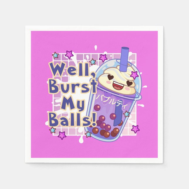 FUNNY BOBA TEA WELL BURST MEIN BALLS DECOUPAGE PAP SERVIETTE (Vorderseite)