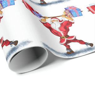 Funny Bodybuilder Santa Claus Wrapping Paper Gesch Geschenkpapier