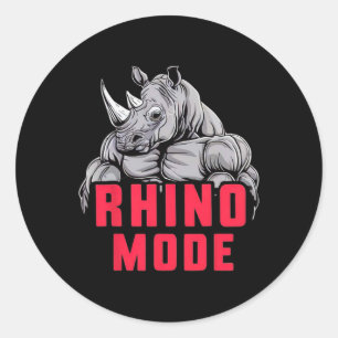 Funny Bodybuilding Rhino Mode Workout Fitness Gym Runder Aufkleber