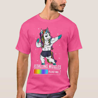 Funny Bodybuilding Unicorn Gym Workout Weightlifti T-Shirt
