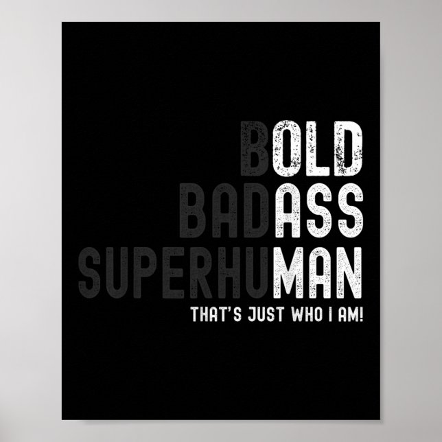 Funny Bold Bad Superhuman Old Man Vater Grandpa Fa Poster (Vorne)