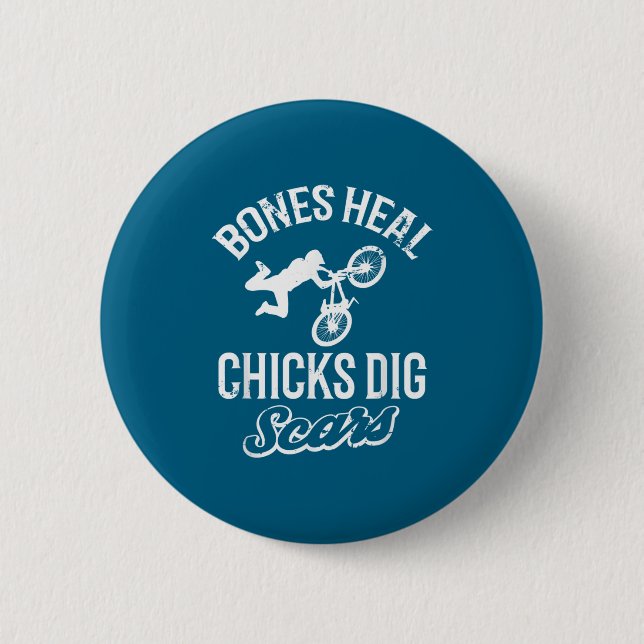Funny Bones Heal Chicks Dig S Bmx Biking  Button (Vorderseite)