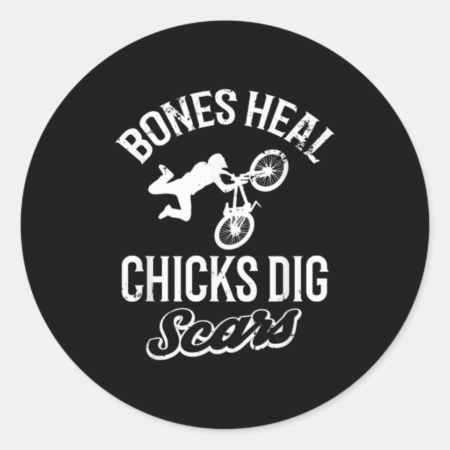 Funny Bones Heal Chicks Dig S Bmx Biking  Runder Aufkleber (Vorderseite)