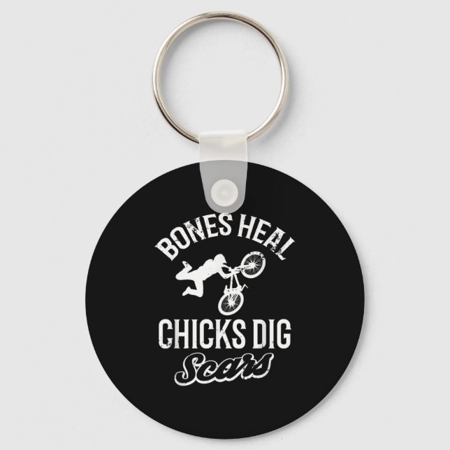 Funny Bones Heal Chicks Dig S Bmx Biking  Schlüsselanhänger (Vorderseite)