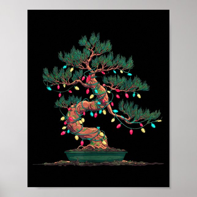Funny Bonsai Tree Christmas Graphics Lights Lover  Poster (Vorne)
