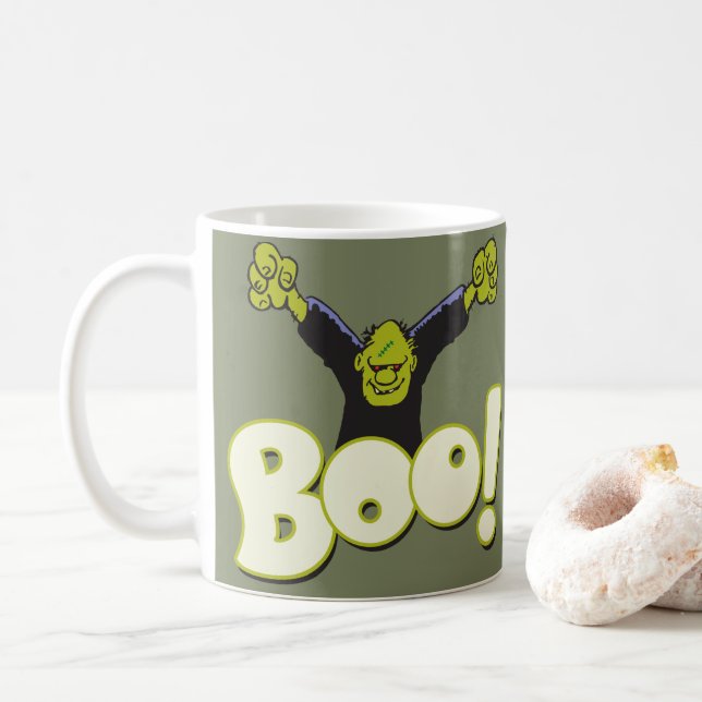 Funny BOO Frankenstein Monster Halloween Kaffeetasse (Mit Donut)