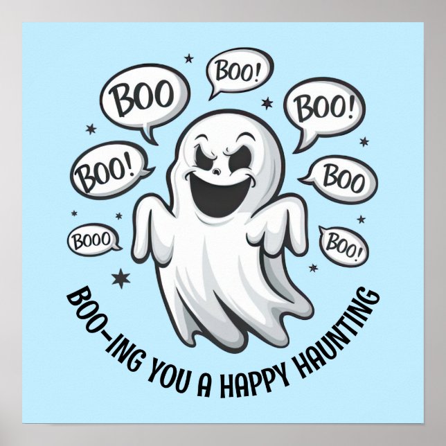 Funny Boo Ghost Poster (Vorne)
