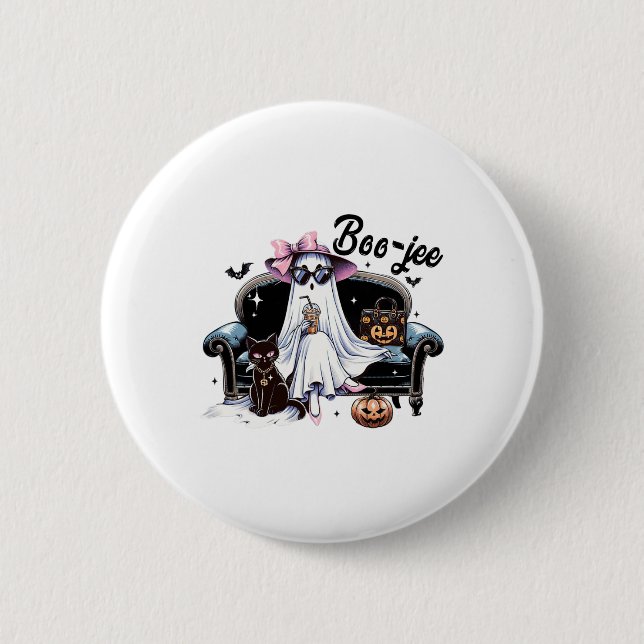 Funny Boo Jee Ghost Halloween Boo Jee Ghost Spooky Button (Vorderseite)