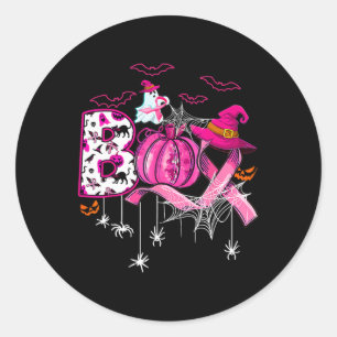 Funny Boo Pumpkin Hexe Rosa Ribbon Brustkrebs Runder Aufkleber