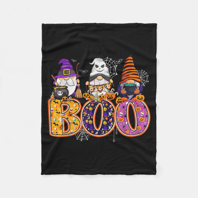 Funny Boo Witch Sipders Pumpkins Happy Halloween G Fleecedecke (Vorderseite)