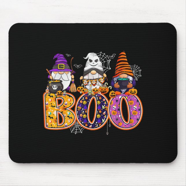 Funny Boo Witch Sipders Pumpkins Happy Halloween G Mousepad (Vorne)