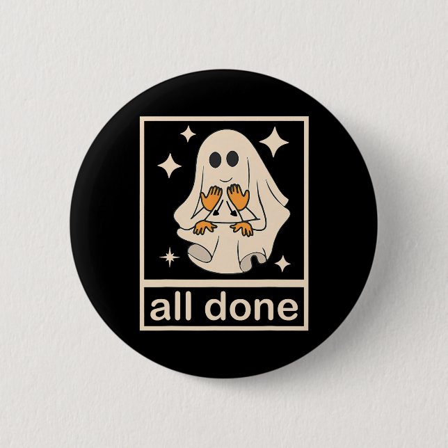 Funny Boojee Ghost All Done Sprachtherapie Hal Button (Vorderseite)