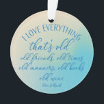 Funny Book Club Freunde Weinangebot Winter Blau Ornament<br><div class="desc">Perfektes Ornament im Buchklub für Ihren Urlaubskornament. Ein Fun Zitat von Oliver Goldsmith "Ich Liebe alles,  was alt ist,  alte Freunde,  alte Zeiten,  alte Manieren,  alte Bücher,  alter Wein". Winterblau Hintergrund mit blauem handgeschriebenem Skriptstil-Schriftart.</div>
