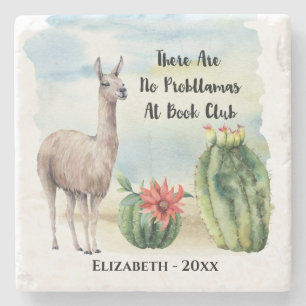 Funny Book Club Llama Cactus Steinuntersetzer