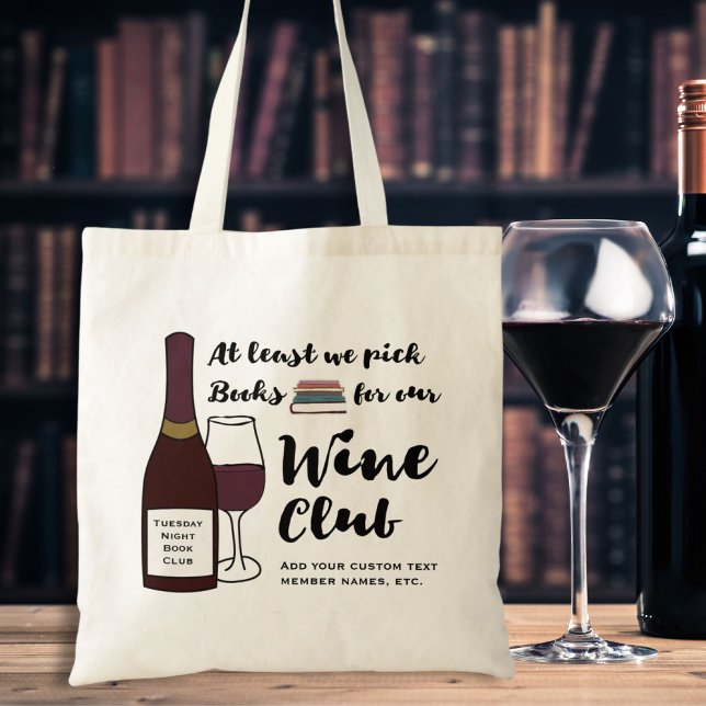 Funny Book Club | Reale Wine Club Custom Book Bag Tragetasche (Von Creator hochgeladen)