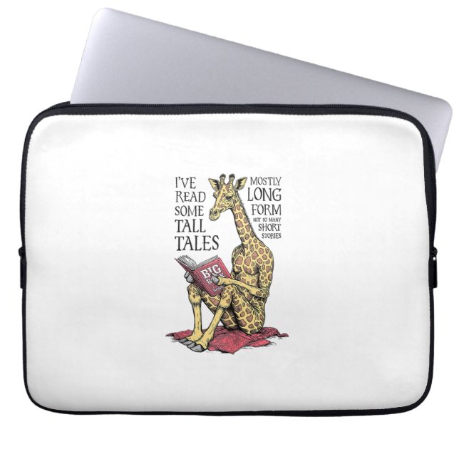 Funny Book Lover Giraffe Long Form Tall Tales Lese Laptopschutzhülle (Vorderseite)