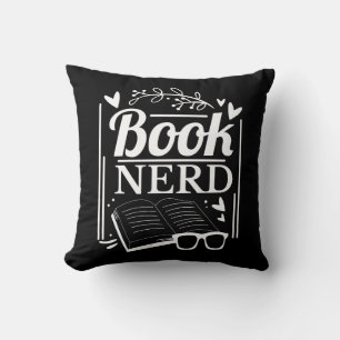 Funny Book Nerd Zitat Schwarz-weiß Throw Kissen