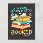 Funny Book Reader Prognose Wochenende Lesen Postkarte<br><div class="desc">Funny Bookworm Librarian Geschenk für Literatur Nerd. Funny Book Reader Prognose Weekend Reading.</div>