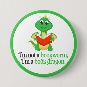 Funny Book Reading - Bookworm Button