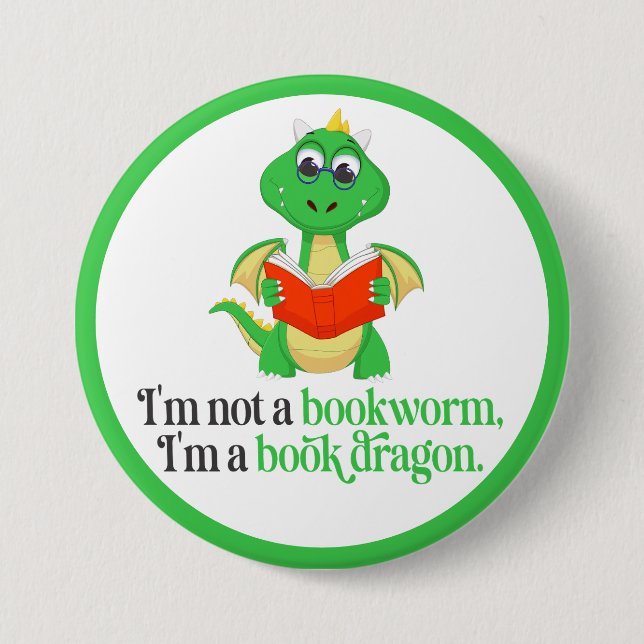 Funny Book Reading - Bookworm Button (Vorderseite)